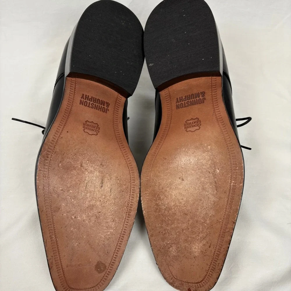 Johnston‎ & Murphy Dress Shoes 12M Black Leather Cap Toe Oxford Formal Business